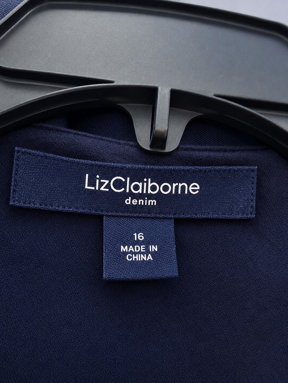 Liz Claiborne Dark Denim Button-Front V-Neck Cotton Blend Midi Dress - Picture 8 of 8